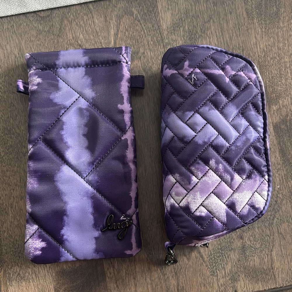 LUG Bobsled & Raft Eyeglass Cases in Shibori Purple - NWOT. Set of 2